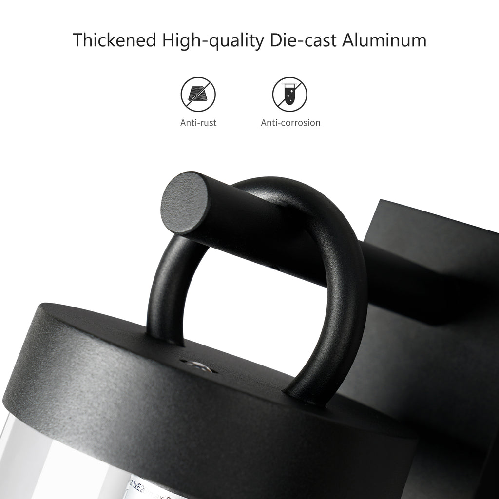 Dawn to Dusk Outdoor Wall Lights, Waterproof Porch Lights Outdoor Wall Sconce for Patio Garage Entryway, Durable Aluminum Exterior Light Fixture with E26 Base, Modern Black (Bulb Not Included)