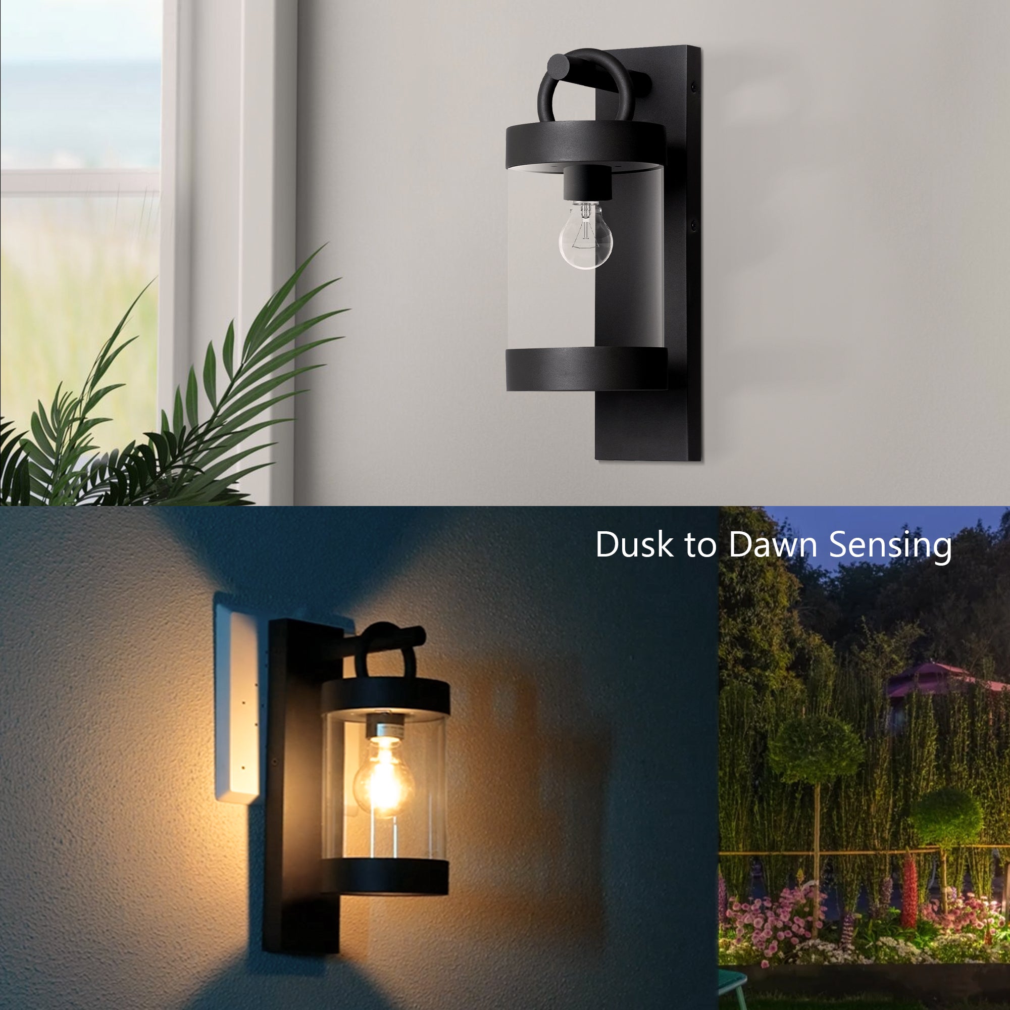 Dawn to Dusk Outdoor Wall Lights, Waterproof Porch Lights Outdoor Wall Sconce for Patio Garage Entryway, Durable Aluminum Exterior Light Fixture with E26 Base, Modern Black (Bulb Not Included)