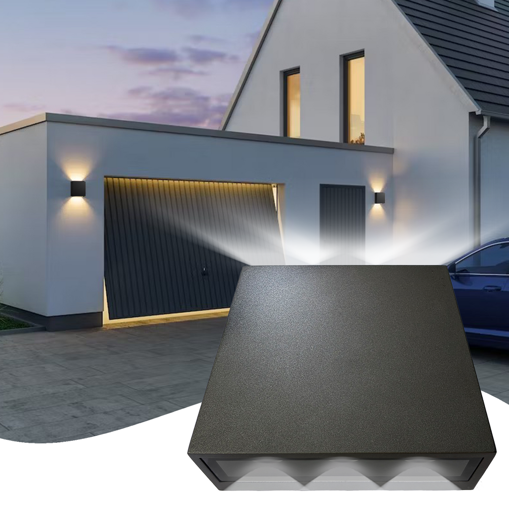 Modern Outdoor Wall Light, Up Down LED Sconce in Black Aluminum, Waterproof Exterior Fixture 450LM 3000K for Porch, Front Door, Garden, Yard, Patio