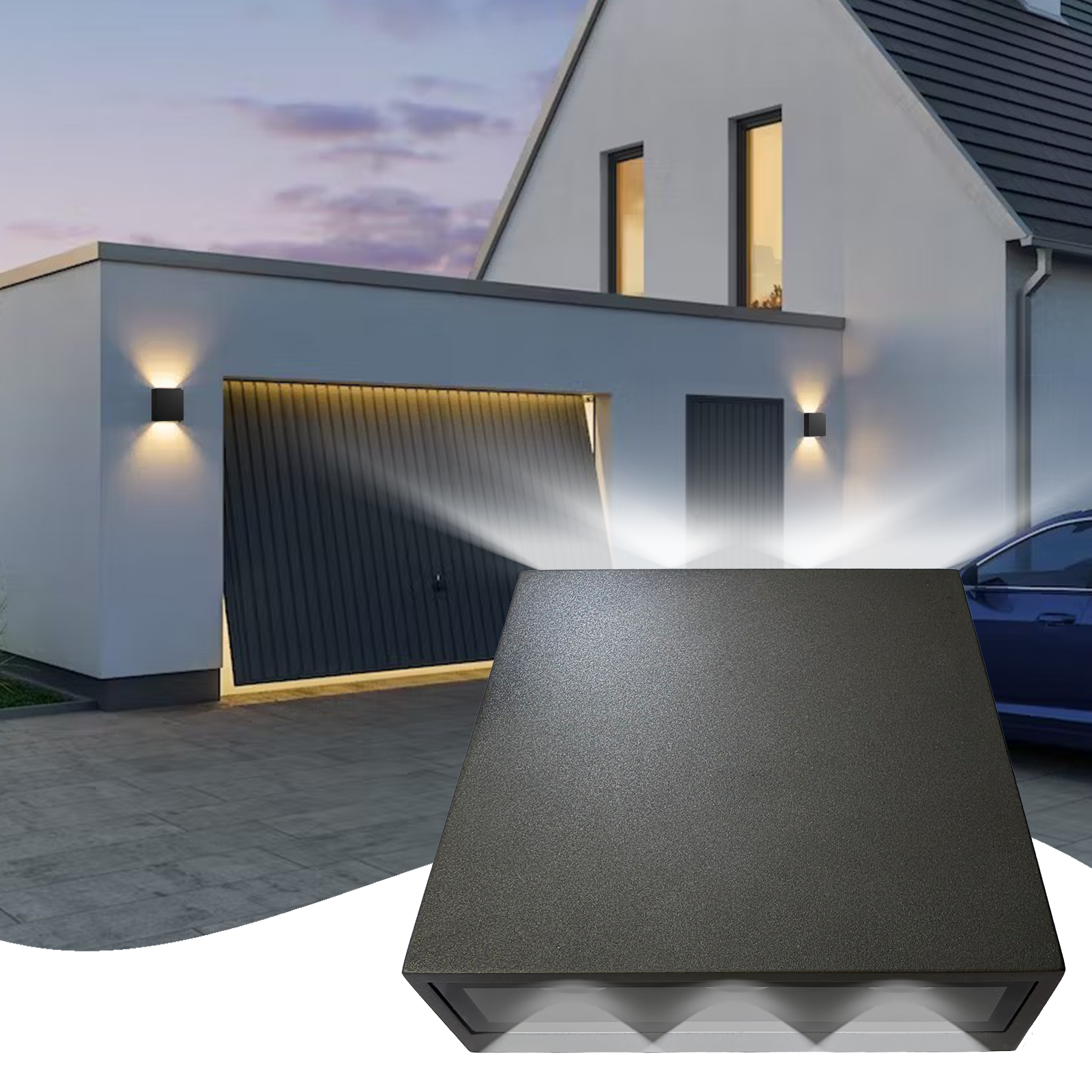 Modern Outdoor Wall Light, Up Down LED Sconce in Black Aluminum, Waterproof Exterior Fixture 450LM 3000K for Porch, Front Door, Garden, Yard, Patio