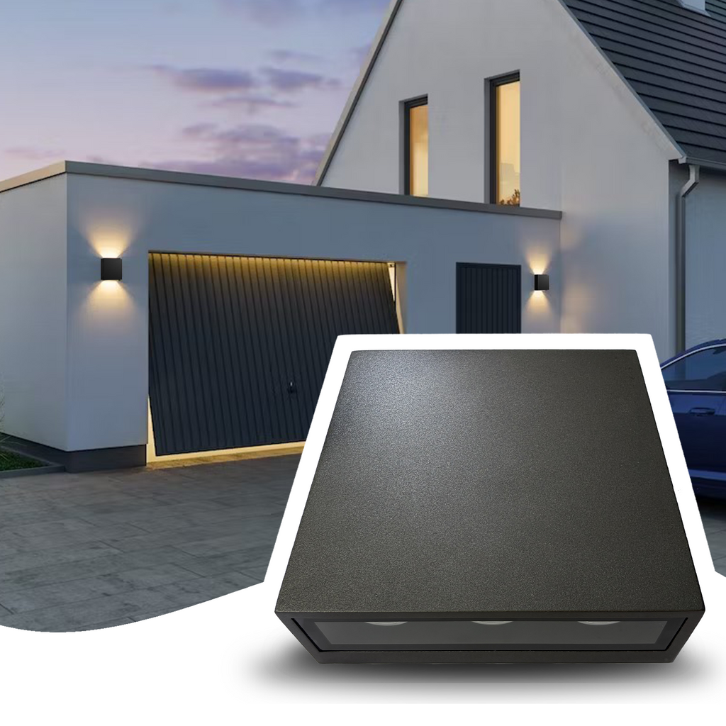 Modern Outdoor Wall Light, Up Down LED Sconce in Black Aluminum, Waterproof Exterior Fixture 450LM 3000K for Porch, Front Door, Garden, Yard, Patio