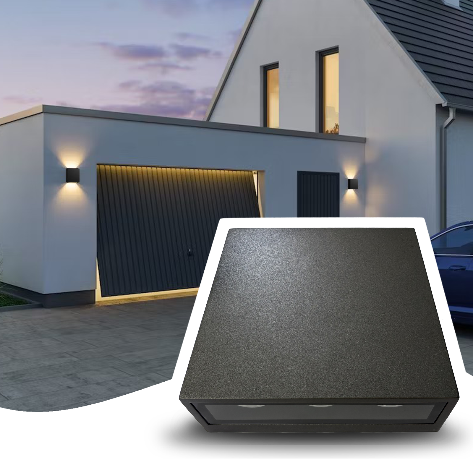 Modern Outdoor Wall Light, Up Down LED Sconce in Black Aluminum, Waterproof Exterior Fixture 450LM 3000K for Porch, Front Door, Garden, Yard, Patio