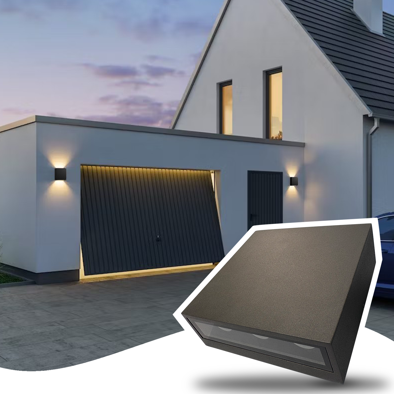 Modern Outdoor Wall Light, Up Down LED Sconce in Black Aluminum, Waterproof Exterior Fixture 450LM 3000K for Porch, Front Door, Garden, Yard, Patio