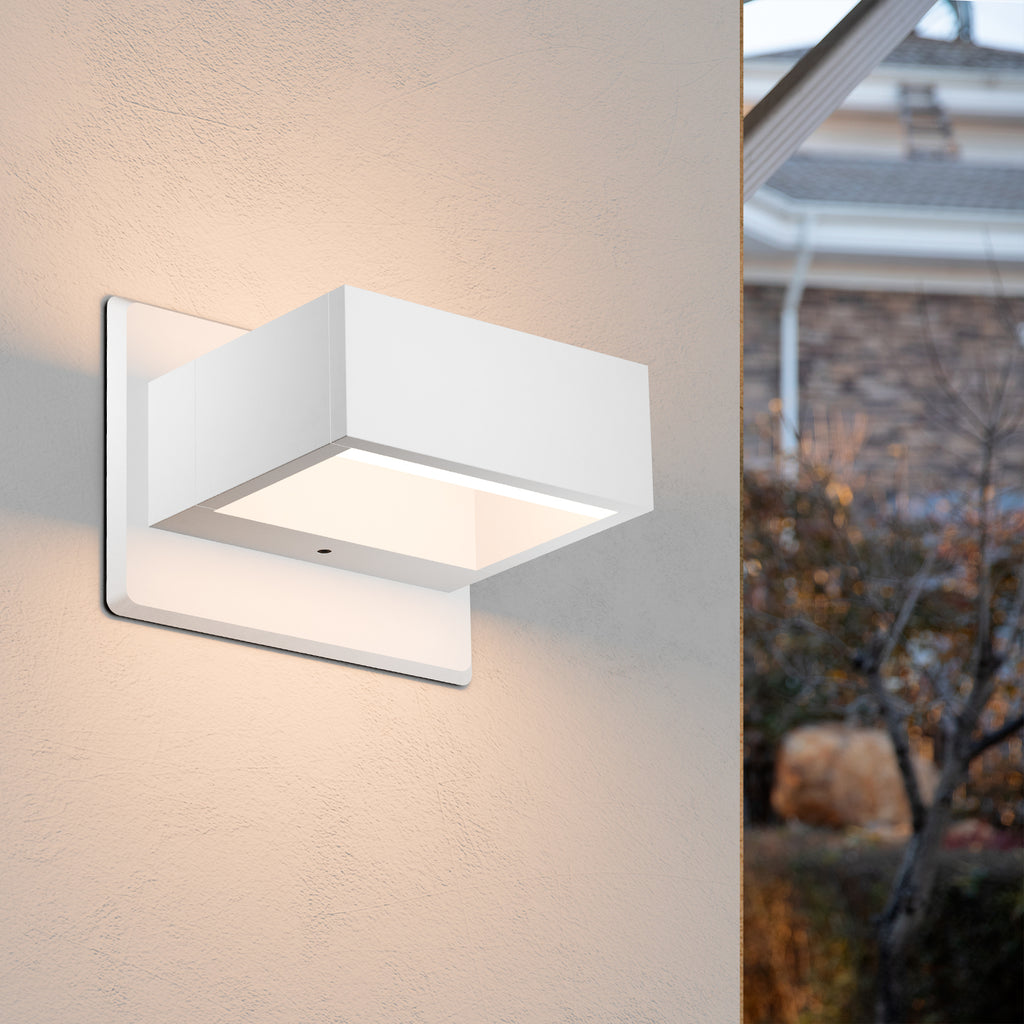 Modern Outdoor Wall Light, Up Down Lights Outdoor Wall Sconce with Integrated 3000K Warm White LED, Durable Waterproof Patio & Porch Light Fixture for Front Door, Garage and Exterior, White