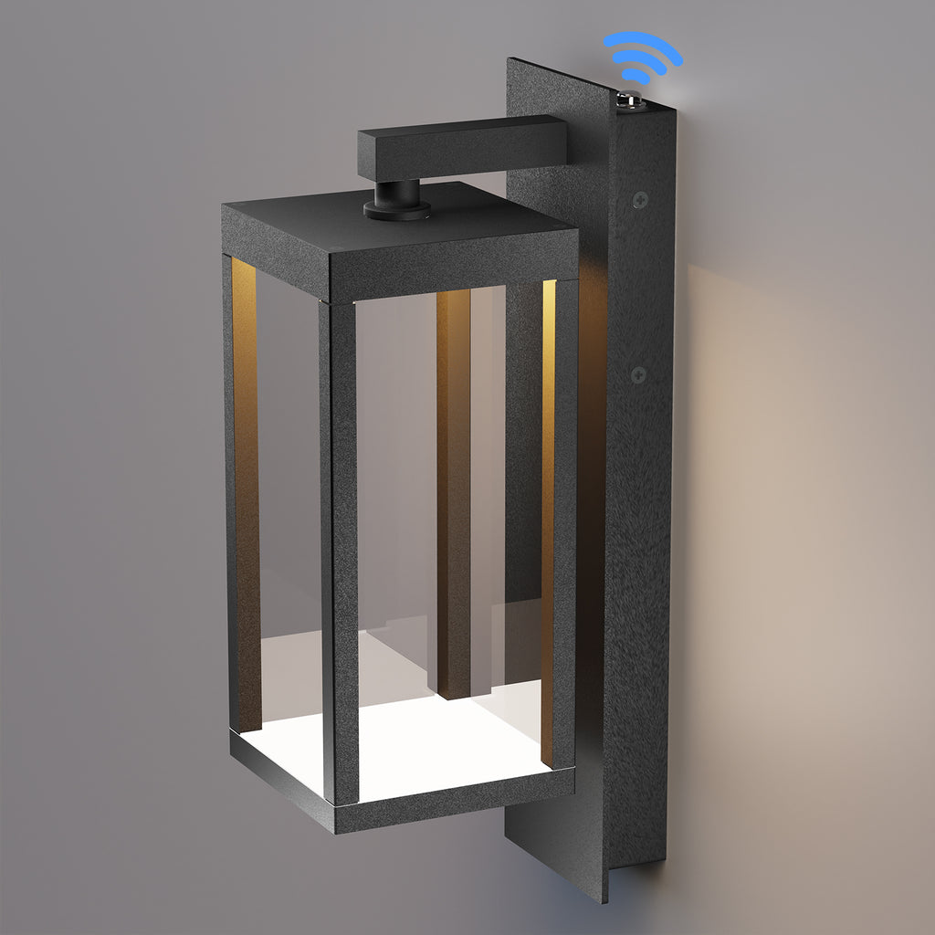 Dusk to Dawn Outdoor Wall Light 15 inch Exterior Light Fixture Wall Mount for House Front Porch Light, White Anti-Rust Aluminium Exterior Wall Sconce Lamp with Tempered Glass for Doorway, Garage