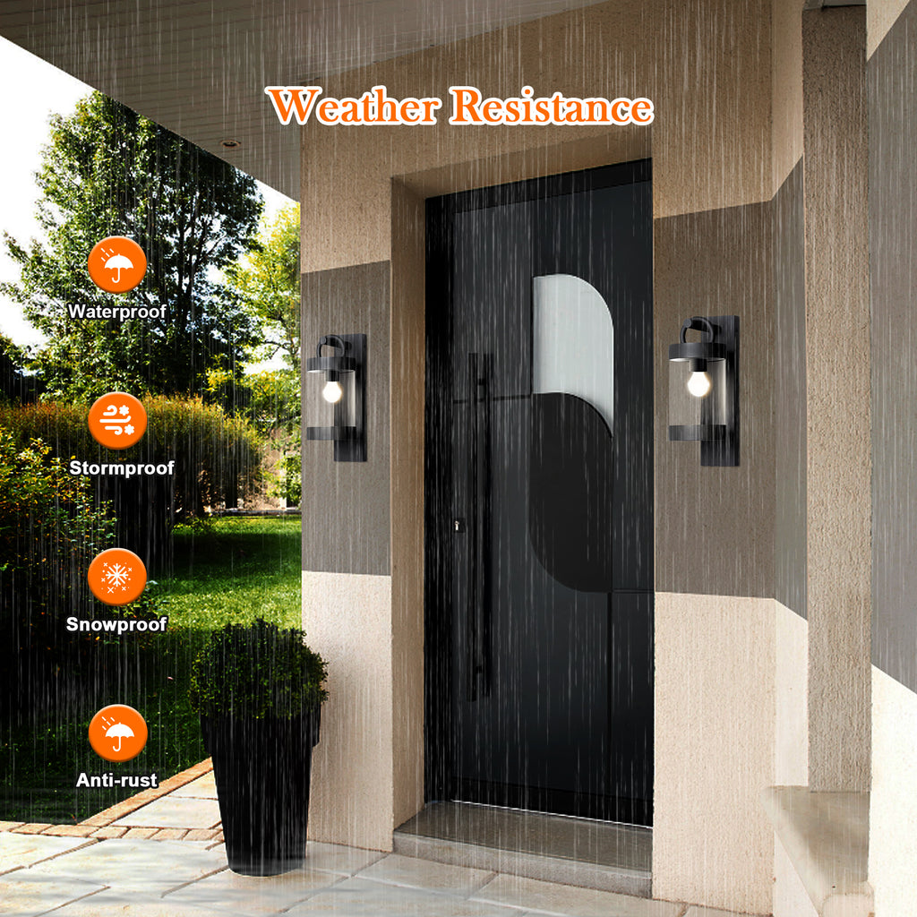 Dawn to Dusk Outdoor Wall Lights, Waterproof Porch Lights Outdoor Wall Sconce for Patio Garage Entryway, Durable Aluminum Exterior Light Fixture with E26 Base, Modern Black (Bulb Not Included)