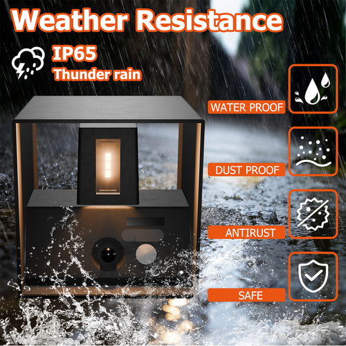 2-Pack Motion Sensor LED Wall Light, Wireless Tool-Free Installation, 2000mAh Type-C Rechargeable, IP65 Waterproof Aluminum Sconce for Front Door, Porch, Hallway, Patio (Black)
