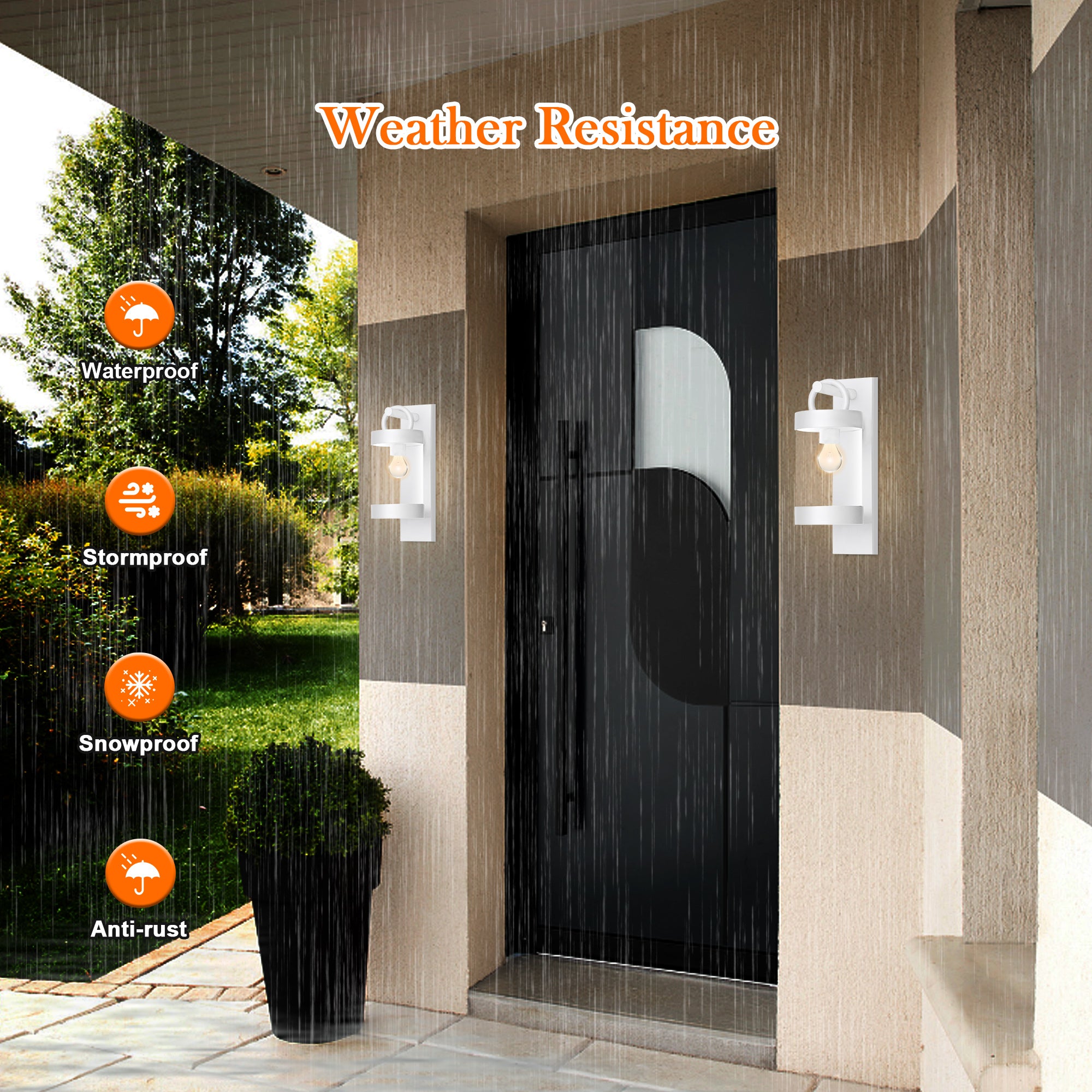 Dawn to Dusk Outdoor Wall Lights, Waterproof Porch Lights Outdoor Wall Sconce for Patio Garage Entryway, Durable Aluminum Exterior Light Fixture with E26 Base, Modern White (Bulb Not Included)