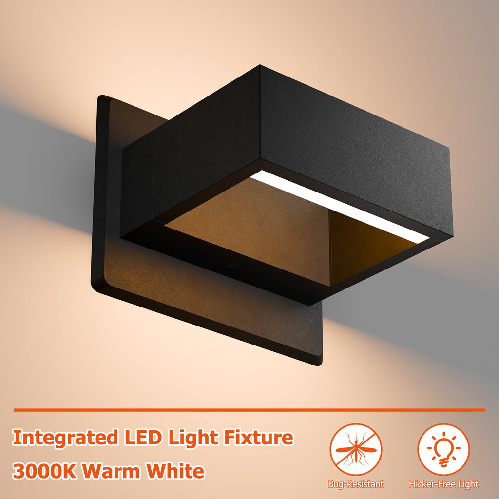 Modern Outdoor Wall Light, Up Down Lights Outdoor Wall Sconce with Integrated 3000K Warm White LED, Durable Waterproof Patio & Porch Light Fixture for Front Door, Garage and Exterior, White