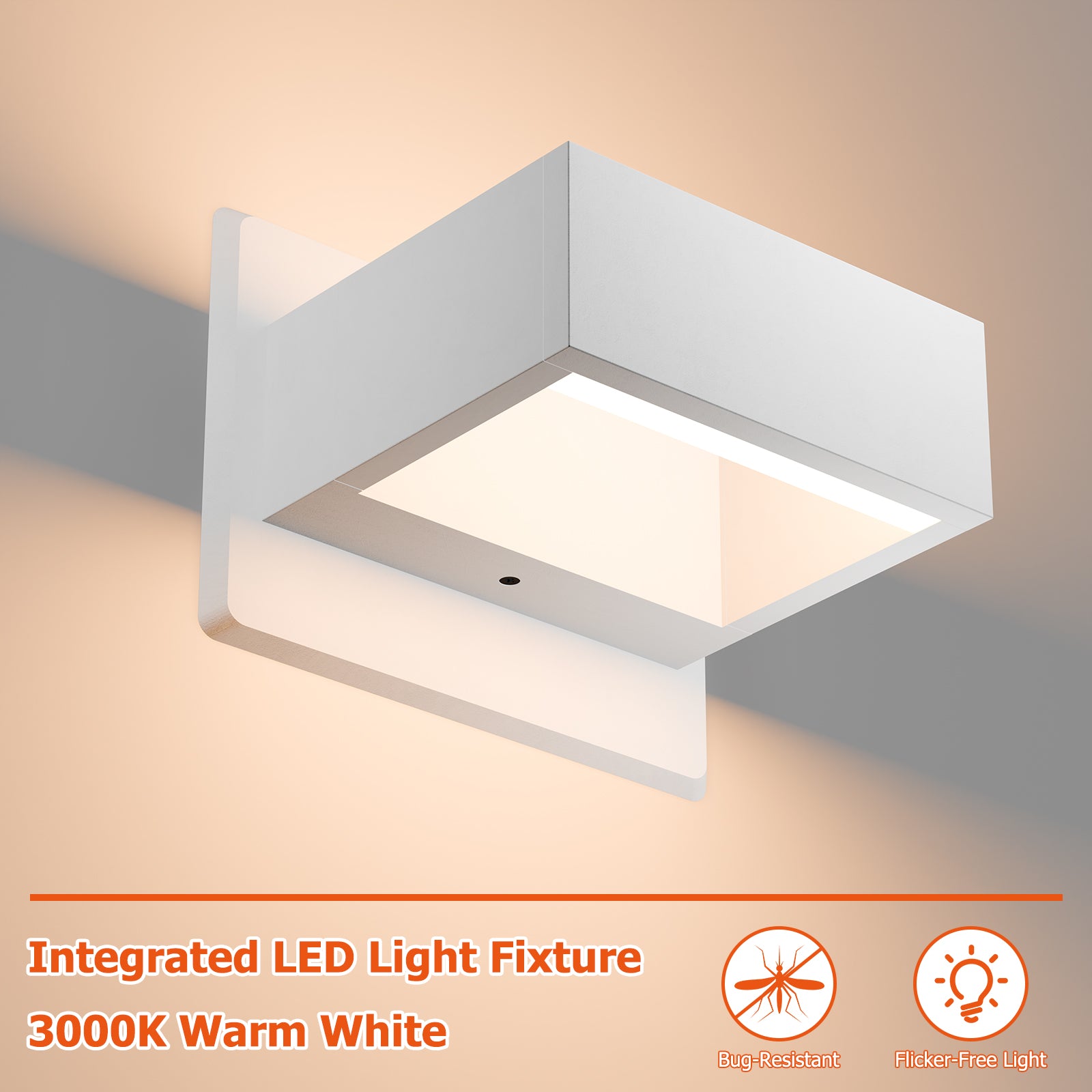 Modern Outdoor Wall Light, Up Down Lights Outdoor Wall Sconce with Integrated 3000K Warm White LED, Durable Waterproof Patio & Porch Light Fixture for Front Door, Garage and Exterior, White