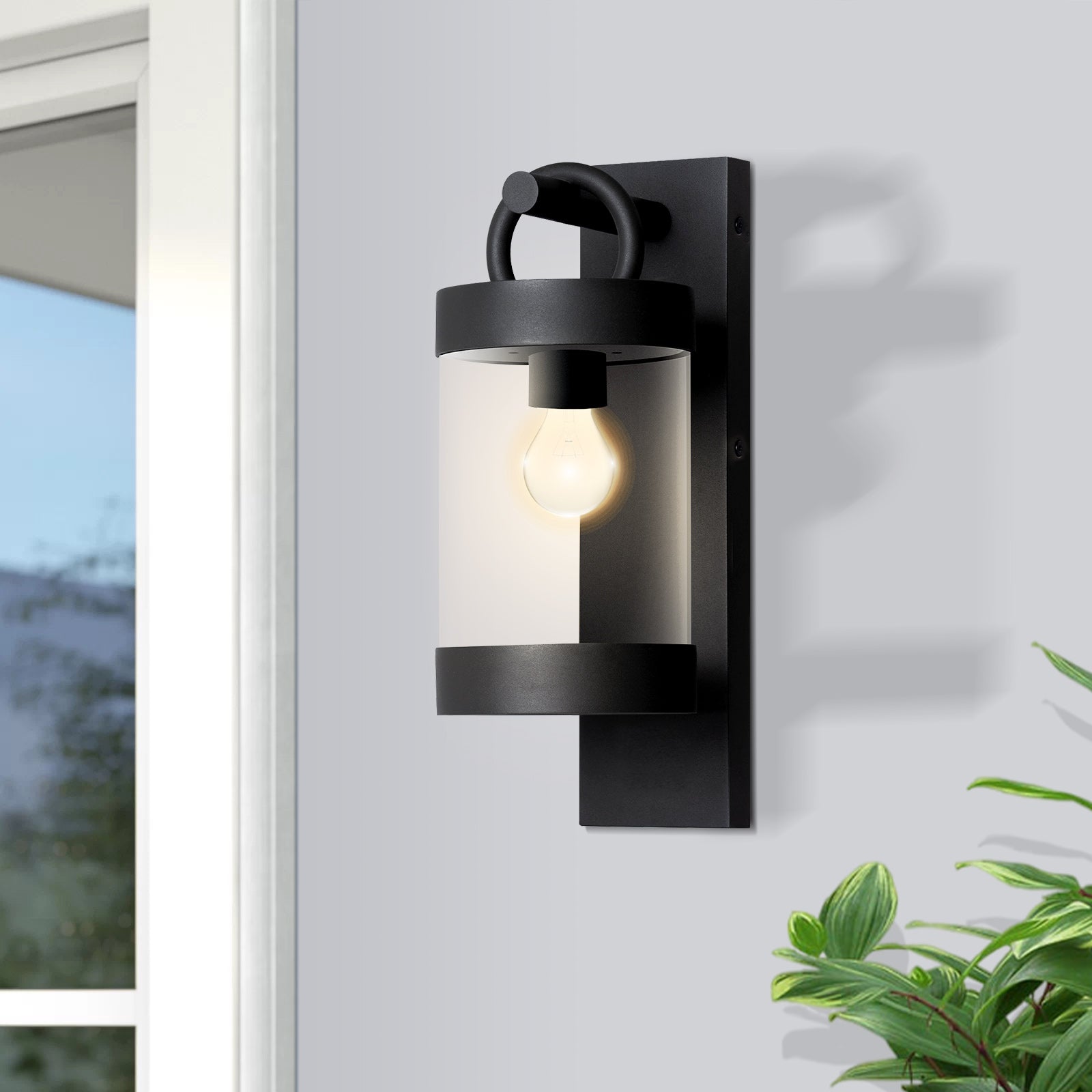 Dawn to Dusk Outdoor Wall Lights, Waterproof Porch Lights Outdoor Wall Sconce for Patio Garage Entryway, Durable Aluminum Exterior Light Fixture with E26 Base, Modern Black (Bulb Not Included)