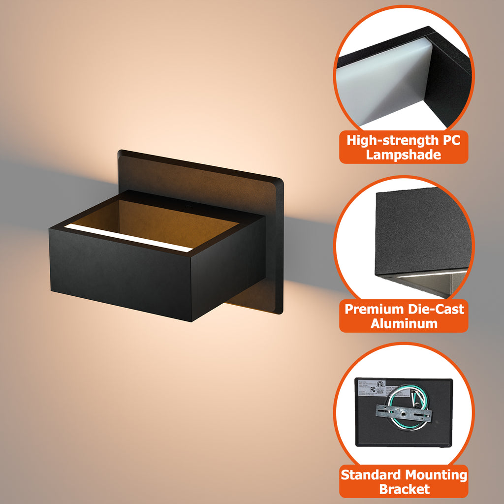 Modern Outdoor Wall Light, Up Down Lights Outdoor Wall Sconce with Integrated 3000K Warm White LED, Durable Waterproof Patio & Porch Light Fixture for Front Door, Garage and Exterior, White