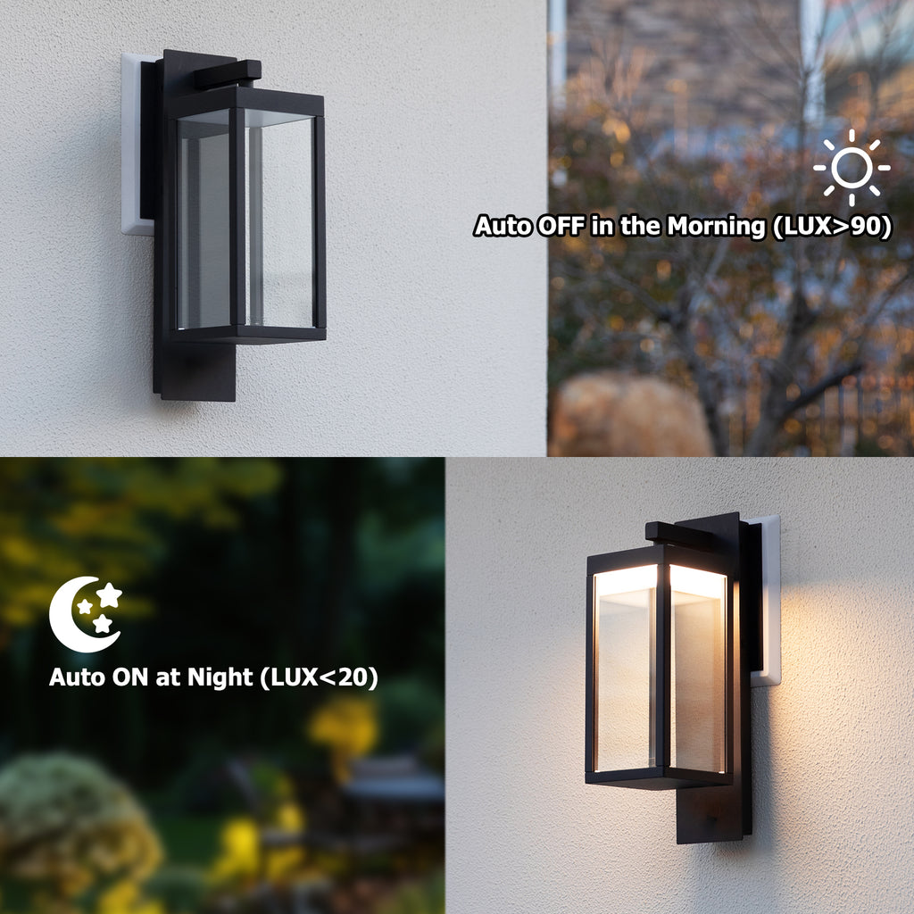 Outdoor Wall Light Fixtures, 15” Exterior Waterproof Wall Lanterns, Porch Sconces Lighting, Modern Matte Black Outside Lights for Patio Front Door Entryway Garage