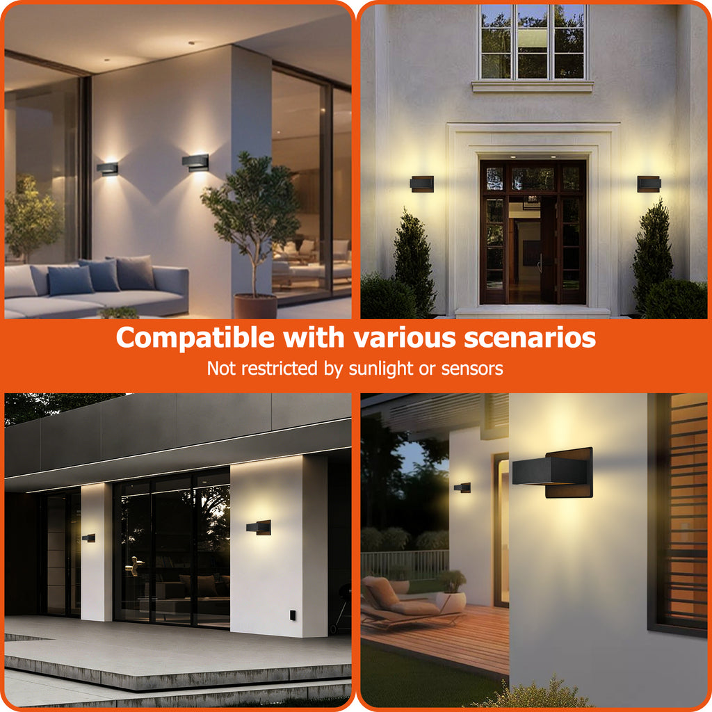 Modern Outdoor Wall Light, Up Down Lights Outdoor Wall Sconce with Integrated 3000K Warm White LED, Durable Waterproof Patio & Porch Light Fixture for Front Door, Garage and Exterior, White